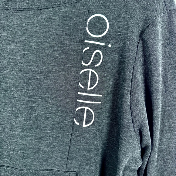 Oiselle Heather Charcoal Hoodie with Logo - Picture 3 of 11